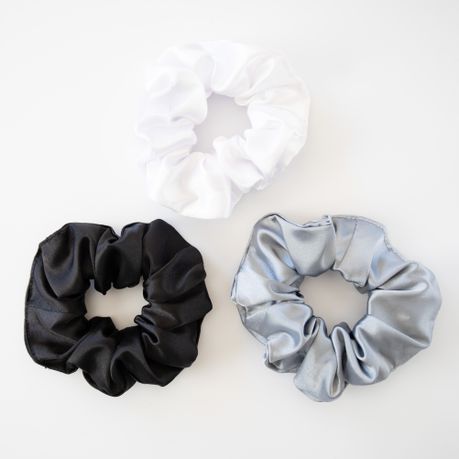 Dear Deer Pack of x3 Satin Scrunchies (White, Stone & Black)