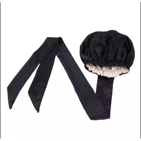 Black and cream reversible duchess satin bonnet day and night head wrap Buy Online in Zimbabwe thedailysale.shop