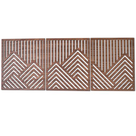 db Creative - Large Mountain Wood Wall art décor set of 3 panels