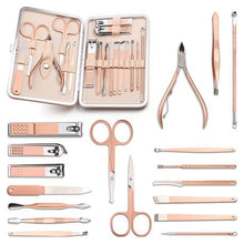 Load image into Gallery viewer, Manicure Set Rose Gold 18 Piece
