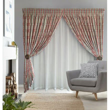 Load image into Gallery viewer, Curtain Set - 5m Crinkle O Maroon + 5m Tiny Dash Voile
