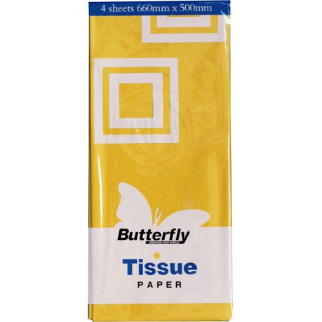 Butterfly Tissue Paper - 48 Sheets (660 X 500mm Each) Yellow Buy Online in Zimbabwe thedailysale.shop