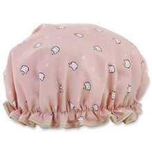 Load image into Gallery viewer, Dewy - Shower Cap - Bath Hat - Double Lined, Large - Pink Cat Cartoon

