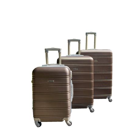 3 Piece Hard Outer Shell Premium Lightweight Luggage Set - Brown Buy Online in Zimbabwe thedailysale.shop