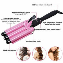 Load image into Gallery viewer, Triple Barrel Curl Iron - Pink
