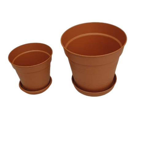 Ucsan - 2Pcs Flower Pot & Drainage Tray Combo - 2.2lt + 6lt - Rust Buy Online in Zimbabwe thedailysale.shop