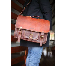 Load image into Gallery viewer, Minx - Genuine Leather Milan Laptop Bag Brown (Unisex)
