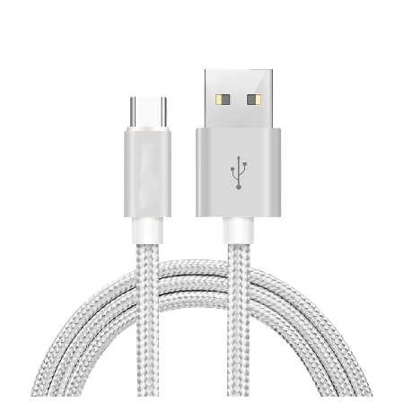 3m - Silver Braided Type -C  Charging & Data Cable Buy Online in Zimbabwe thedailysale.shop