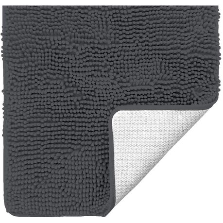 Chenille Microfibre Luxury Bathroom Bath Mat Lush Quick Dry Charcoal Grey