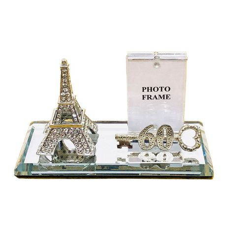 60th Key Diamant  Silver Eiffel Tower with Magnetic Frame And Metal