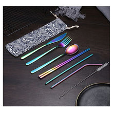 Load image into Gallery viewer, Multi Colour Finish 8pc Fork and Knife Traveling Set (FKS-002-CL)
