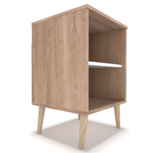Load image into Gallery viewer, BAM! Scandi Bedside/Nightstand - Oak/ High gloss White
