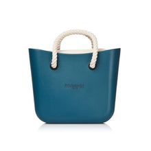 Load image into Gallery viewer, Original Magpie Teal Tote Bag With Beige Inner And Rope Handles
