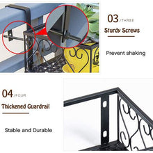 Load image into Gallery viewer, Heartdeco Iron Balcony Plant Storage Rack Flower Pot Railing Shelf
