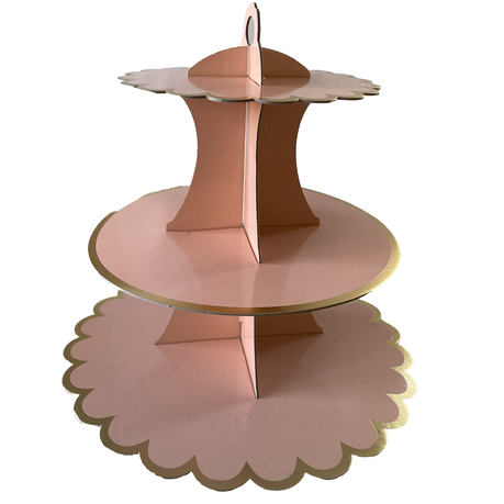 3 Tier Cupcake Stand - Pink and Gold - Reusable Buy Online in Zimbabwe thedailysale.shop
