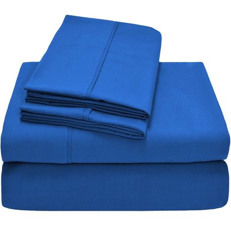 Wrinkle Resistant Super King Sheet Set: Royal Blue 4 Piece Bedding Buy Online in Zimbabwe thedailysale.shop