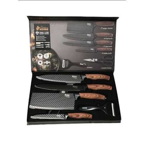 Kitchen Knife Set - Wood Finish Handle Buy Online in Zimbabwe thedailysale.shop