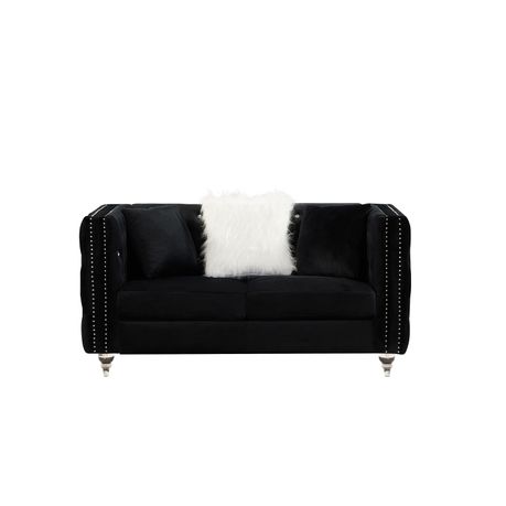 LUX Studded 2 Seater Sofa Black