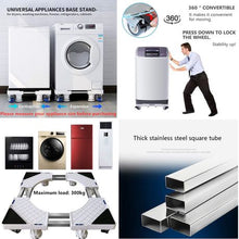 Load image into Gallery viewer, Adjustable Washing Machine Fridge Base Universal Mobile Case Roller Dolly
