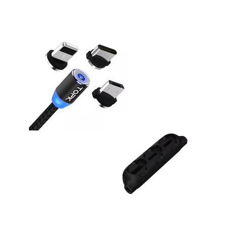 2m 3-in-1 TOPK Charging Cable PLUS Magnetic Head Storage Clip Buy Online in Zimbabwe thedailysale.shop