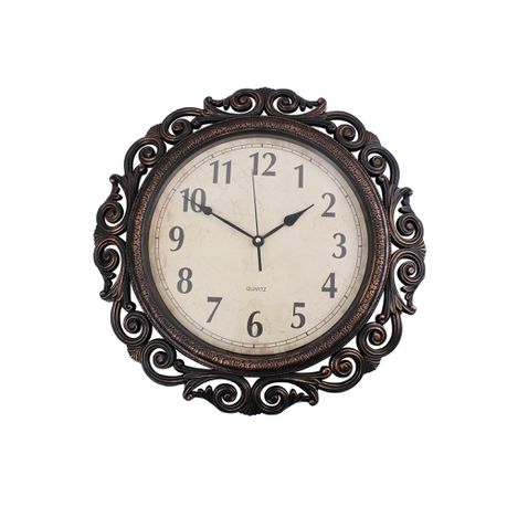 Vintage Ornate Border 50cm Quartz Wall Clock - Rustic Black Bronze Styling Buy Online in Zimbabwe thedailysale.shop