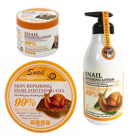 Snail Soothing Gel + Snail Repairing Cream + Snail Repairing Lotion Combo Buy Online in Zimbabwe thedailysale.shop