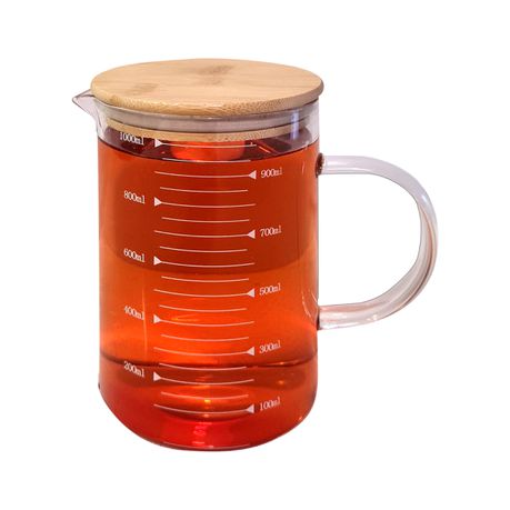 1000ml Glass Measuring Jug with Bamboo Lid