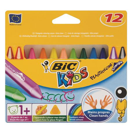 BIC Kids Plastidecor Triangle Colouring Crayons - Assorted Colours, Pack of 12 Buy Online in Zimbabwe thedailysale.shop