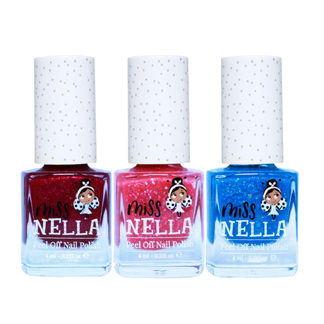 Miss Nella Winter Glitters Special Glitter Kids Nail Polish 3 Pack Peel off