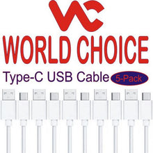 Load image into Gallery viewer, World Choice USB Type C Charging &amp; Data Cable for Type C Devices pack of 5
