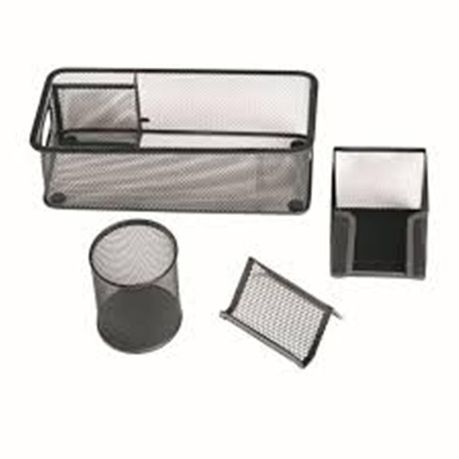 4 Piece Wire Mesh Desk Set - Black Buy Online in Zimbabwe thedailysale.shop