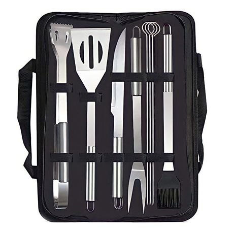 9 Piece Stainless Steel Outdoor BBQ/Braai Grill Cooking Utensil/Tool Set Buy Online in Zimbabwe thedailysale.shop