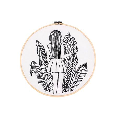 Nordic Black Embroidery Needlepoint DIY Gift Craft Kit- Hoop Standing Girl Buy Online in Zimbabwe thedailysale.shop