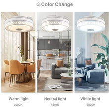 Load image into Gallery viewer, JNC-Retractable Ceiling Fan Light with Blue Tooth Speaker-White

