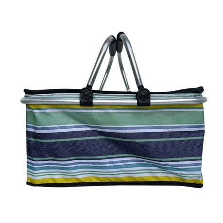 Foldable Stripe Picnic Basket with Heat Insulation