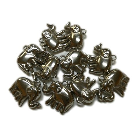 BEAD COOL - Rhodium Plated - Elephant - 30pcs Buy Online in Zimbabwe thedailysale.shop