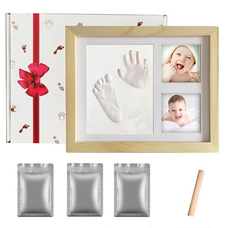 DIY Baby Handprint & Footprint with Wooden Photo Frame and Mould Kit - Wood Buy Online in Zimbabwe thedailysale.shop