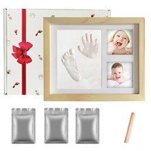 Load image into Gallery viewer, DIY Baby Handprint &amp; Footprint with Wooden Photo Frame and Mould Kit - Wood
