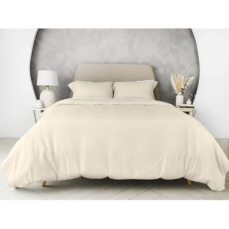 Wrinkle Resistant Egyptian Comfort Duvet Cover Set King: Cool Cream Beige
