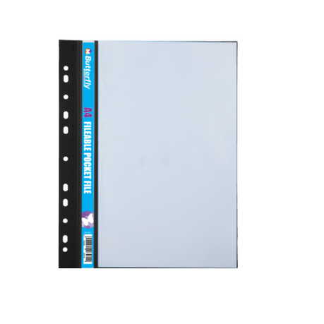 Butterfly Fileable Pocket File - Solid Cover 10 Page - Black (Pack Of 5) Buy Online in Zimbabwe thedailysale.shop
