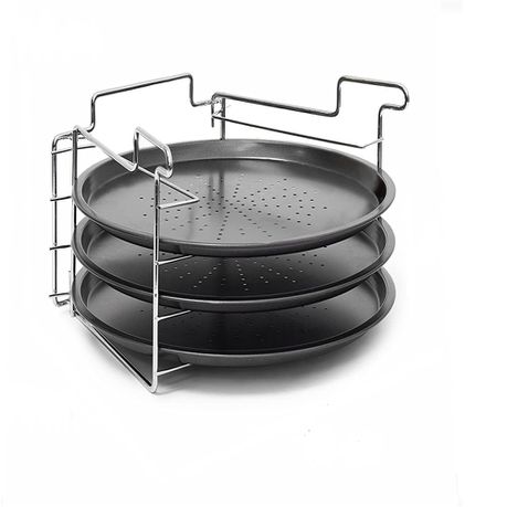 3 Piece Stackable Pizza Pan & Stand