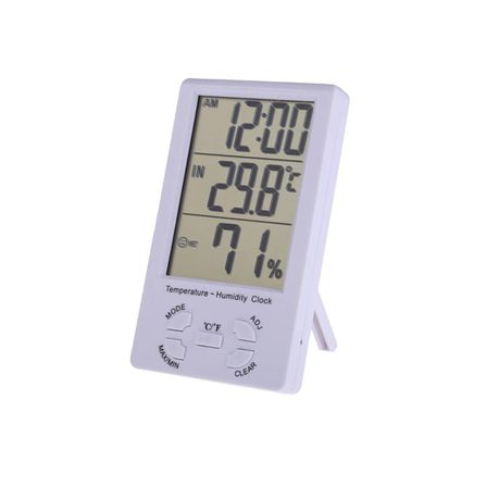 LCD Digital Indoor Outdoor Thermometer Humidity with Time Display