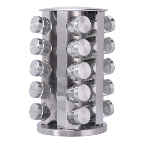 Maisonware Stainless Steel Rotating Spice Rack With 20 Glass Jars Buy Online in Zimbabwe thedailysale.shop