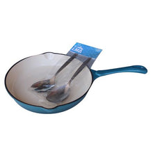Load image into Gallery viewer, LMA Branded 7 Piece Cast Iron Cookware Set &amp; Two Piece Utensil Set - Teal
