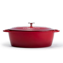 Load image into Gallery viewer, Capri 33cm Enamel Coated Red Cast Iron Oval Casserole (Non-Stick)
