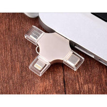 Load image into Gallery viewer, 64GB flash drive 4-in-1: C-type+iOS(lightning connector)+micro-USB+USB port

