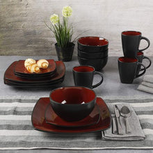 Load image into Gallery viewer, 16 Pieces Square Ceramic Dinner Set - Red
