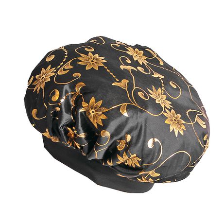 Wide Band Sleep Bonnet Cap in breathable Black & Gold Satin Fabric Buy Online in Zimbabwe thedailysale.shop
