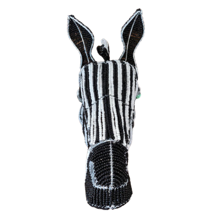 African Bead and Wire Handcrafted Zebra Head Wall Décor Large