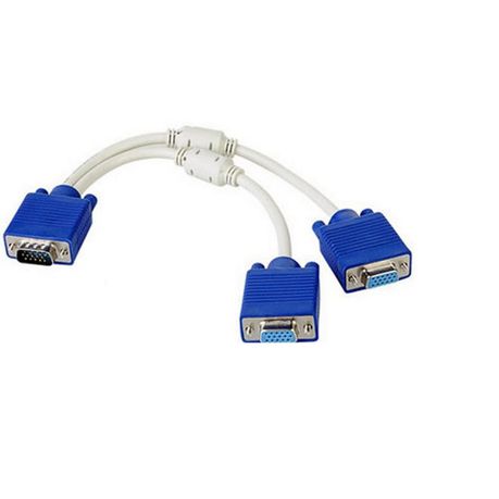 VGA Male To 2 VGA Female Converter(15 Pin Cable) Buy Online in Zimbabwe thedailysale.shop